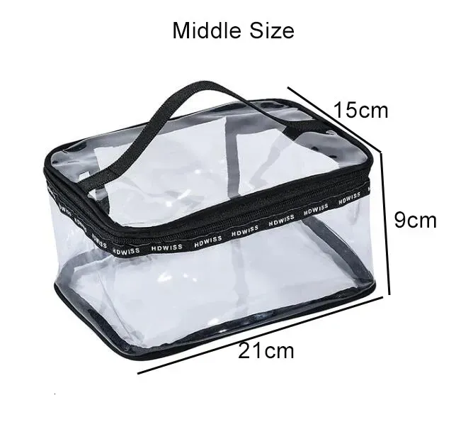 Borsa per il trucco da bagno in PVC trasparente impermeabile, da donna, con cerniera, organizer per la pulizia e kit di stoccaggio per WC_voghion.com