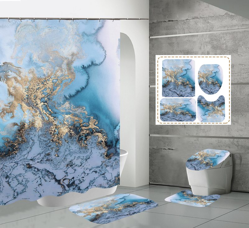 Cortina de chuveiro de poliéster de impressão digital de alta definição à prova dwaterproof água cortina de divisória de mármore_voghion.com