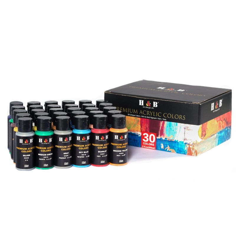 Professional Acrylic Paint Set - 30 Vibrant Colors (60ml/Tube) For Canvas, Wall Art, Crafts & Logo Design - Non-Fade, Waterproof_voghion.com