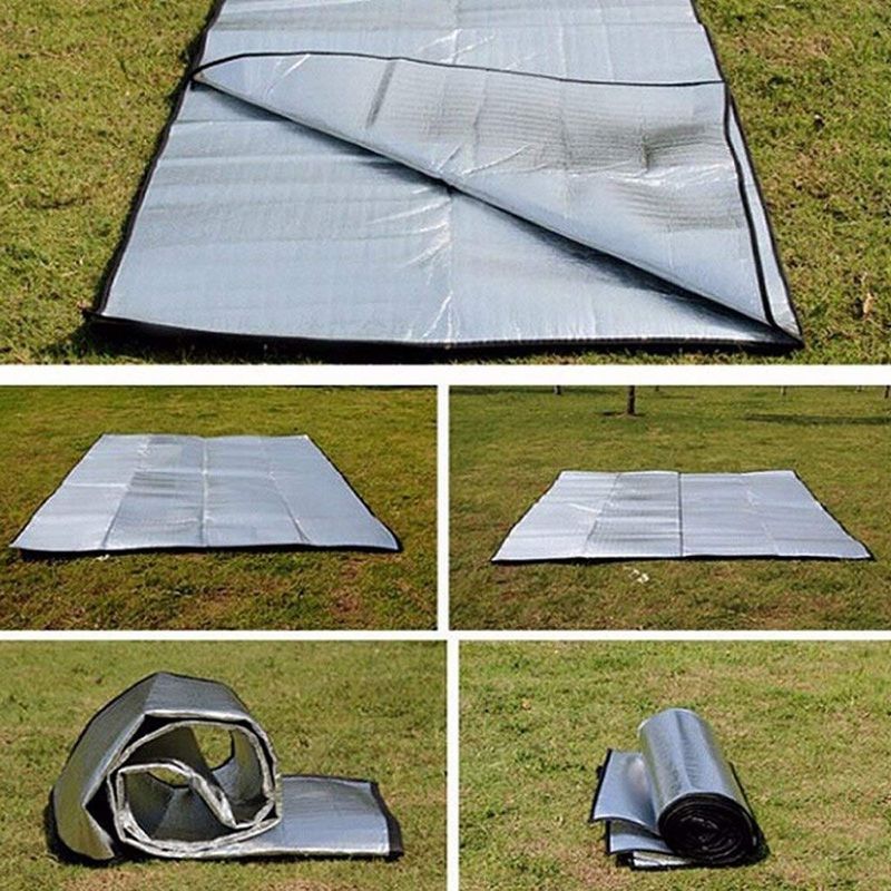 Mata z folii aluminiowej Mata do spania na kempingu 200x200 cm Mata izolacyjna Koc termiczny Składana mata namiotowa Mata podłogowa Ultralekka_voghion.com