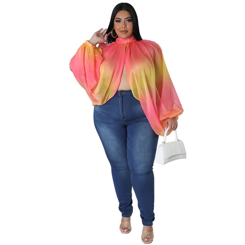 Damen-Oberteil in Übergröße, Übergröße, Damenbekleidung, Rundhalsausschnitt, offener Rücken, Chiffon-Schnüroberteil für Damen_voghion.com