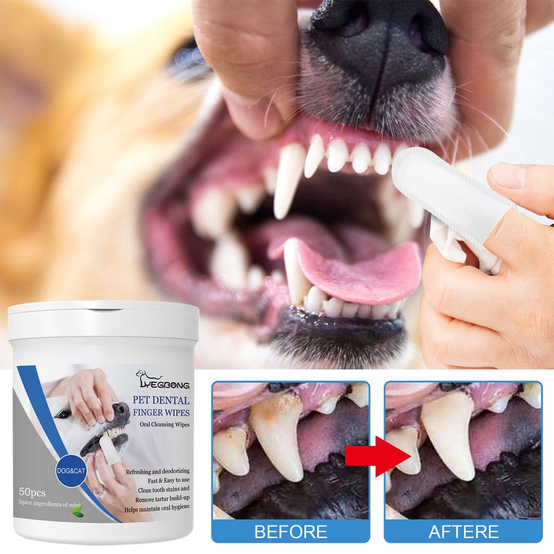 Fingertücher für die Zahnpflege von Haustieren, reinigen Zahnstein und gelbe Zähne, Fingermanschetten für die Mundpflege von Hunden_voghion.com