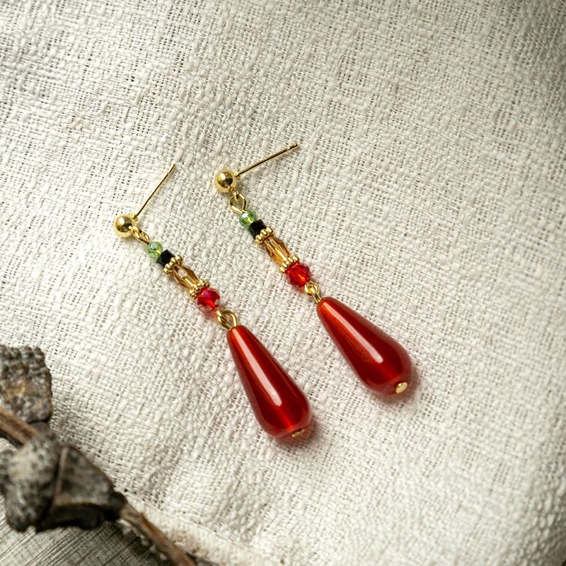 Nuovi orecchini con perline di giada imitazione e orecchini con nappe a forma di farfalla in stile cinese, semplici accessori Hanfu_voghion.com