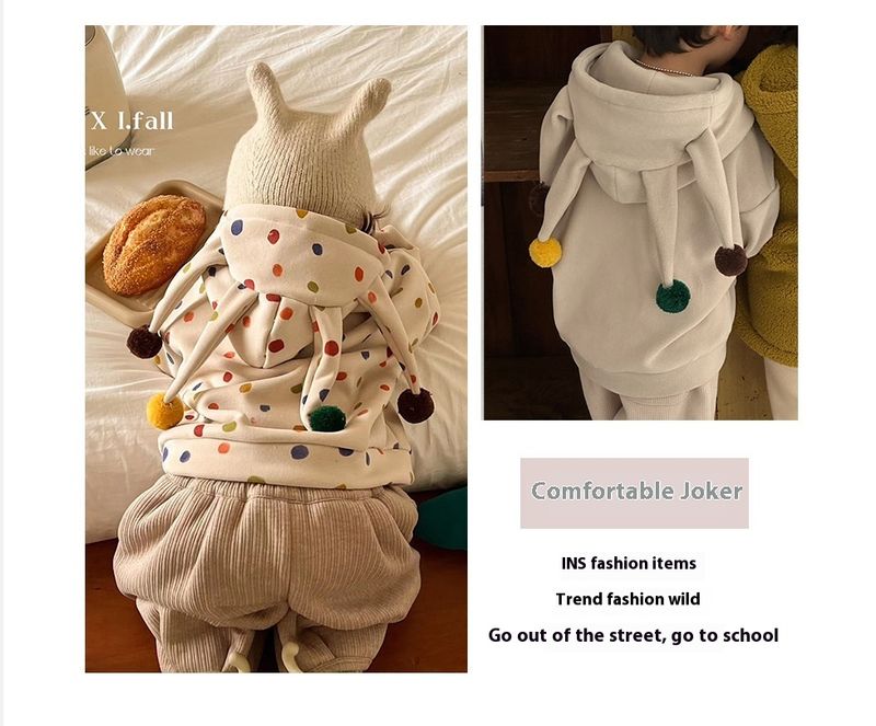 26102 Nancy Autunno/Inverno Nuova Edizione Coreana Felpa con Cappuccio da Clown in Grano Australiano Double Face per Bambini_voghion.com