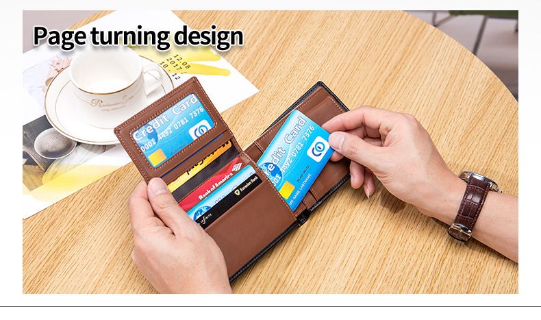 Leather Men's Money Clip Short Three Fold Wallet Rfid Anti-theft Wallet_voghion.com