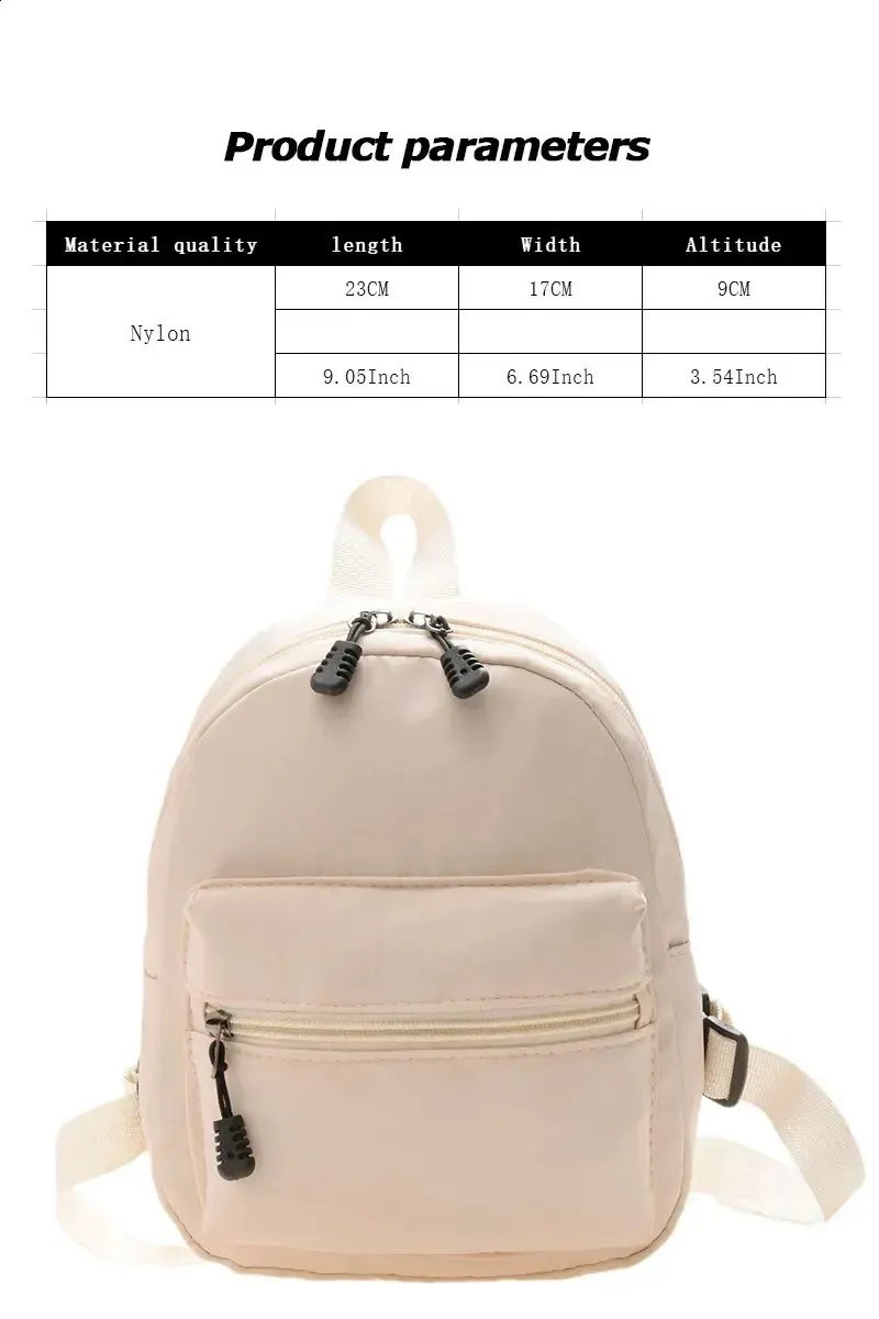 1 pz Mini zaini da donna, borsa da donna in nylon alla moda, piccole borse scolastiche, zaino bianco per ragazze adolescenti, zaino casual alla moda_voghion.com