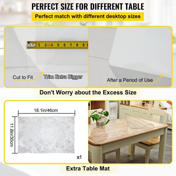 Plastic Table Cover 36 X 60 Inch, 1.5 Mm Thick Clear Table Protector, Rectangle Clear Desk Mat, Waterproof & Easy Cleaning For Office Dresser N_voghion.com