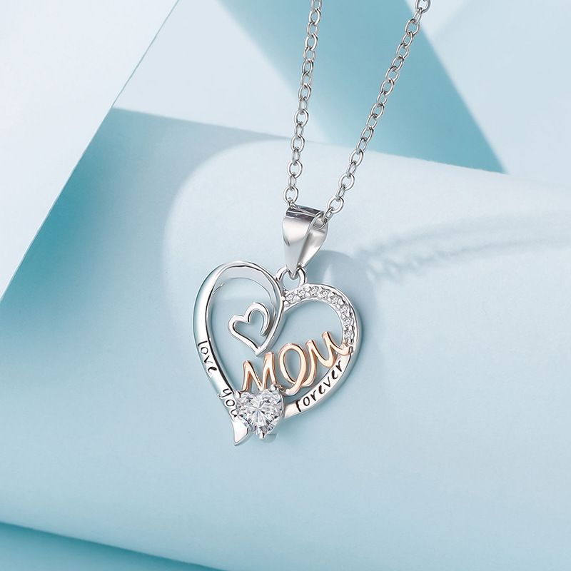 Collana versatile in argento sterling placcata in oro, a forma di cuore, con ciondolo di lusso per la festa della mamma, tempestato di diamanti e a forma di cuore._voghion.com