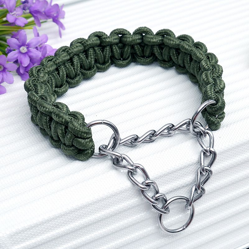 Collare per cani intrecciato a mano con corda rotonda multicolore, accessori per animali domestici_voghion.com