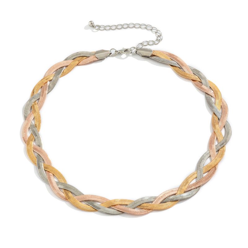 Hot Sales Boho Simple Twist Snake Chain Clavicle Necklace Women's Retro 2024 Fashion Metal Charm Color Necklaces Girl Jewelry_voghion.com