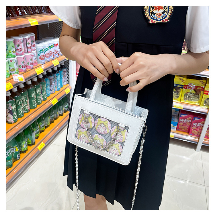 Borsa a tracolla per borsa da dolore trasparente giapponese di grande capacità 2023 Nuova borsa da donna con borsa quadrata trasparente di fascia alta di fascia alta per la primavera e l'estate_voghion.com