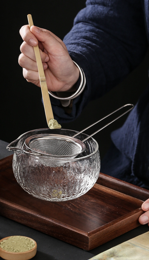 Glastee mit Farbbox, Schneebesen, Schüssel, Ständer, Matcha-Schaufel, komplettes Utensilienset_voghion.com