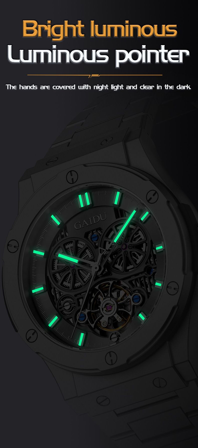 Men's Stainless Steel Automatic Mechanical Watch With Luminous Hands, Water Resistant Business Watch, Round Dial, Mineral Glass, Butterfly Clasp_voghion.com
