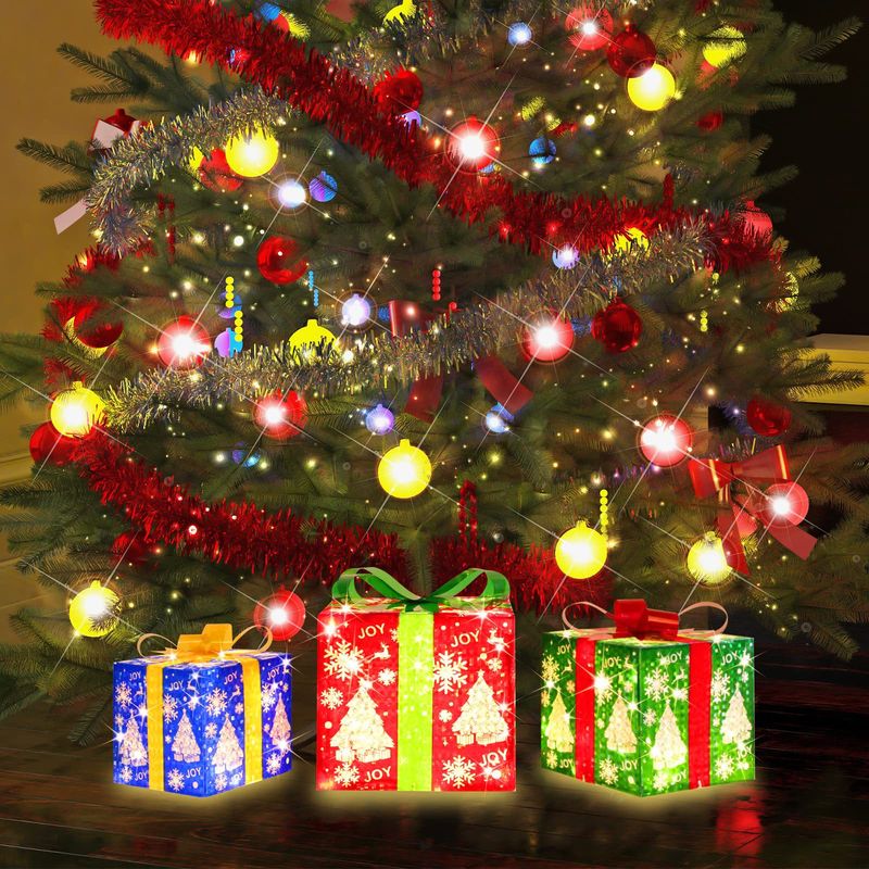Juego de luces navideñas de PVC con caja de pilas: diseño de globo ocular y árbol para decorar fiestas._voghion.com