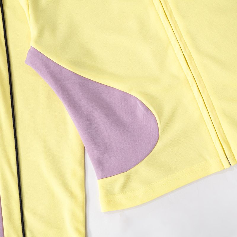 Abbigliamento da donna, linea autunno e inverno, pantaloni a vita alta con elastico in corda, senza colletto, con cerniera, in colori a contrasto_voghion.com