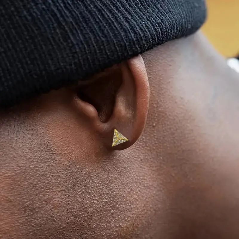 New street style Cuban chain earrings alloy men's suits niche hip hop jewelry accessories_voghion.com