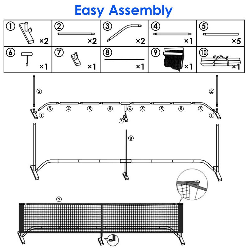 Portable Pickleball Net Set 22ft Regulation Size Net Pickle Ball Net System With 4 Pickleballs 4 Paddles Carrying Bag For Driveway Backyard_voghion.com