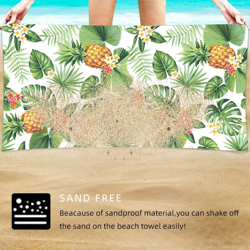 Asciugamano da spiaggia con stampa di frutta tropicale - Microfibra ultra morbida con flanella bifacciale (a rapida asciugatura, super assorbente, per vacanze in piscina e viaggi)_voghion.com