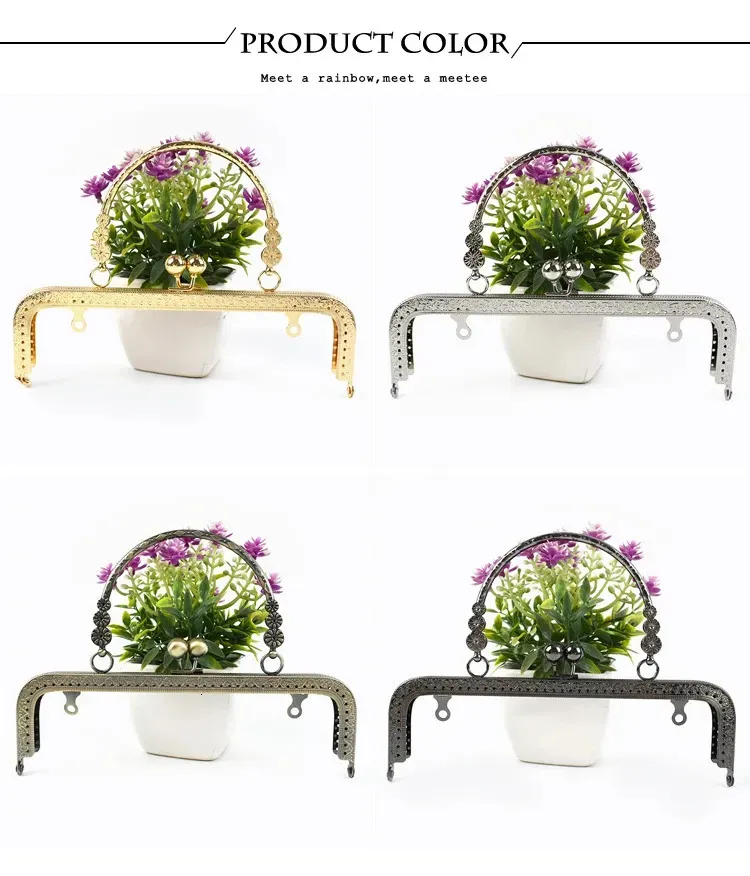 1/2/5 Stück Deepeel 20,5 cm geprägte Taschengriffe, Geldbörsenrahmen, Clutch-Kussverschluss, Nähhalterungen, DIY-Metalltaschengriffe_voghion.com