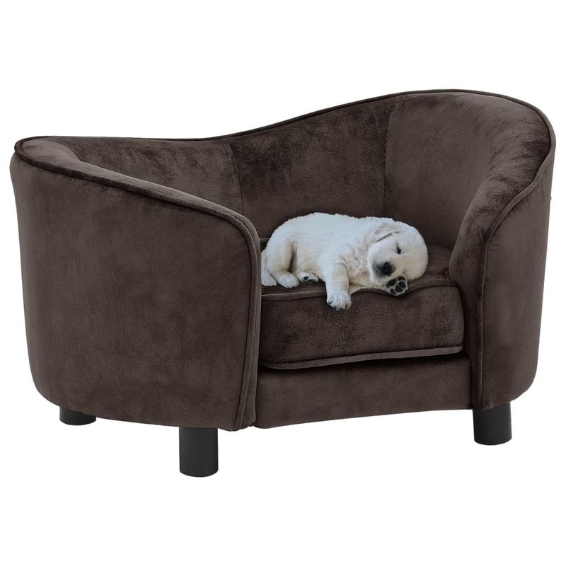 Dog Sofa Brown 27.2"x19.3"x15.7" Plush_voghion.com