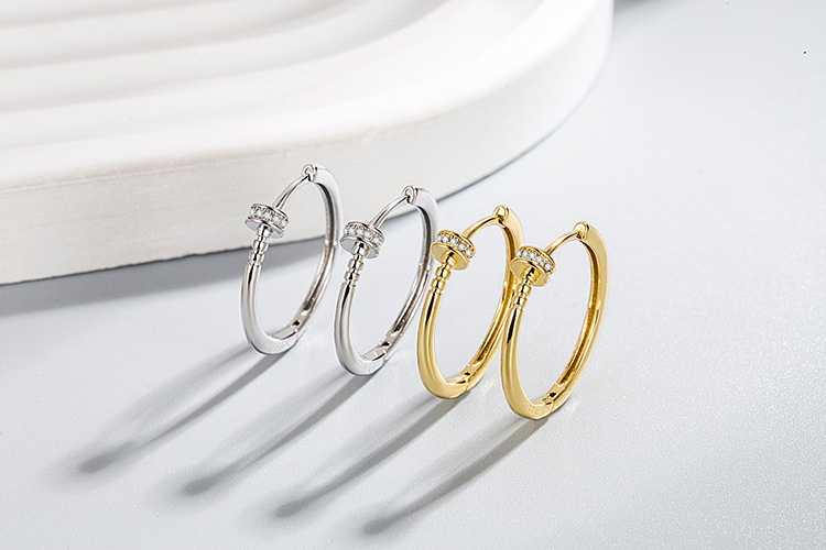 Orecchini a chiodo per donna stile coreano moda geometrica orecchini rotondi con diamanti semplici orecchini geometrici temperamento_voghion.com