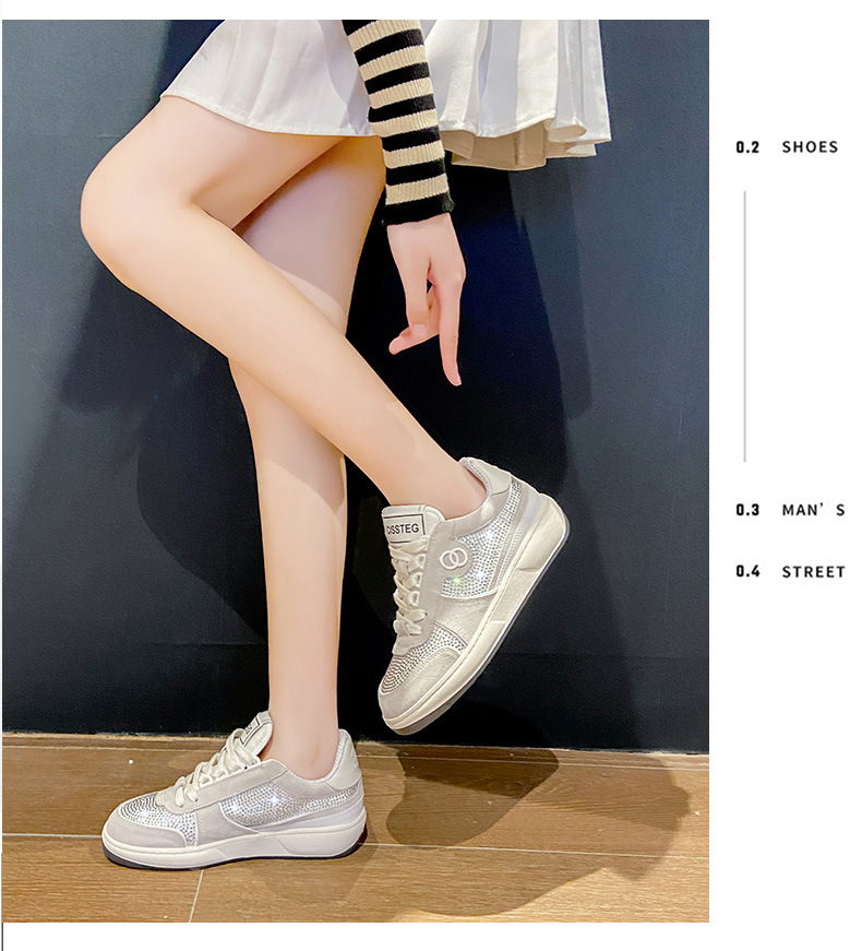 Xiaoxiangfeng weiße Schuhe Damen 2023 Frühjahr neue europäische Waren Schwerindustrie voller Strass einzelne Schuhe High-End grau Daddy Sneakers_voghion.com