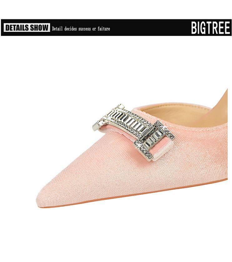 1363-AK80 Bankett High Heels Damen mit dünnen Absätzen, Wildlederoberfläche, flacher Öffnung, spitzer seitlicher Hohlmetall-Wasser_voghion.com