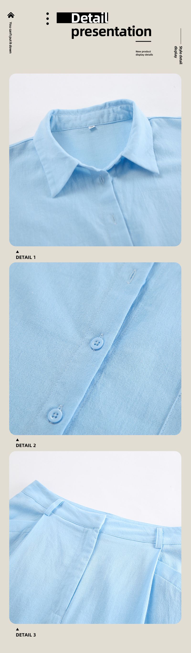 Abbigliamento da donna, abiti larghi in cotone e lino, semplici camicie a maniche lunghe e pantaloni, due pezzi casual_voghion.com