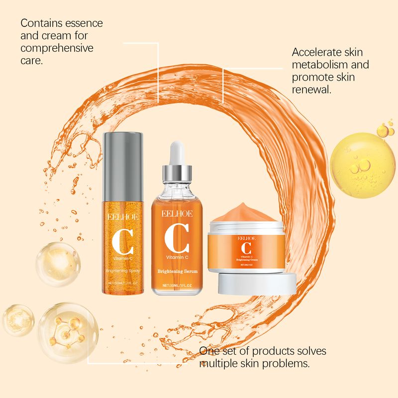 EELHOE Vitamin C Facial Skin Care Kit, Facial Moisturizing, Rejuvenating, Brightening and Fine Pore Kit_voghion.com