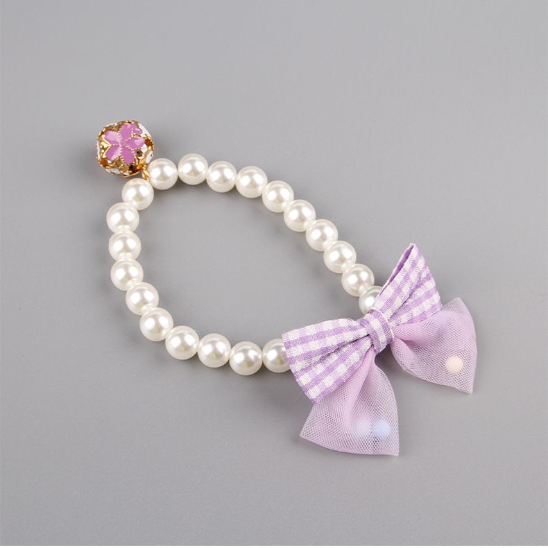 Collar de perlas para mascotas, collar elástico con lazo, joyería para gatos, osito de peluche, banda para el cuello para perros pequeños y medianos_voghion.com