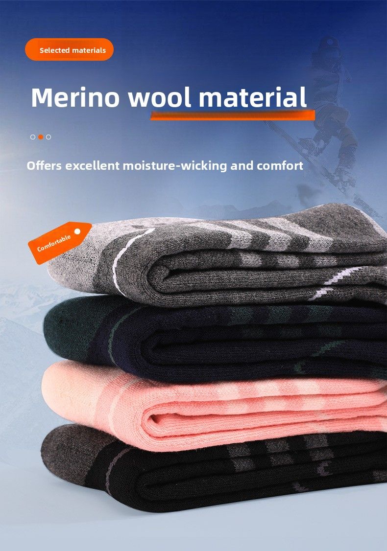 Autumn Winter Thickened Thermal Quick-Dry Merino Wool Long Tube Snow Non-Slip Wear-Resistant Ski Socks_voghion.com