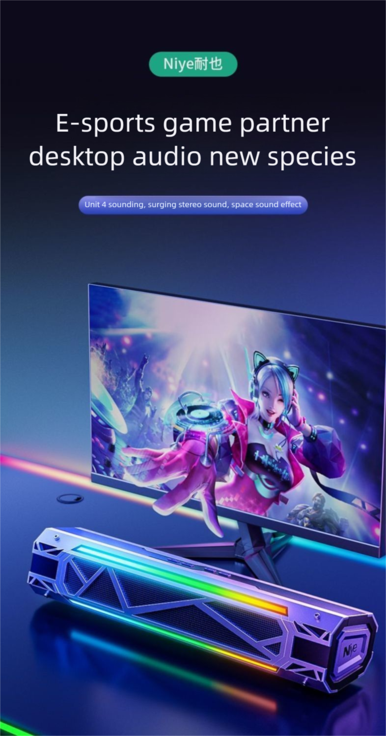 Bluetooth Speaker Computer Desktop Audio Gaming E-Sports RGB Lighting With Microphone Multimedia High Sound Quality_voghion.com