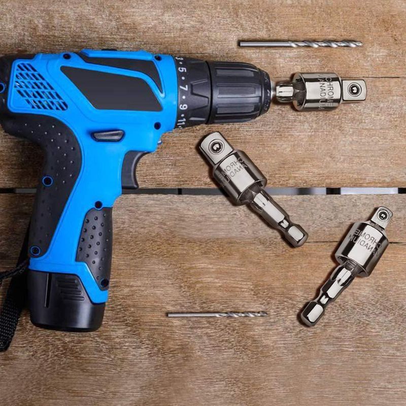 360° Swivel Adapter Set (1/4", 3/8", 1/2") – Universal Hex To Square Drive Converter For Impact Wrenches & Sockets (3-Piece, Heavy Duty)_voghion.com