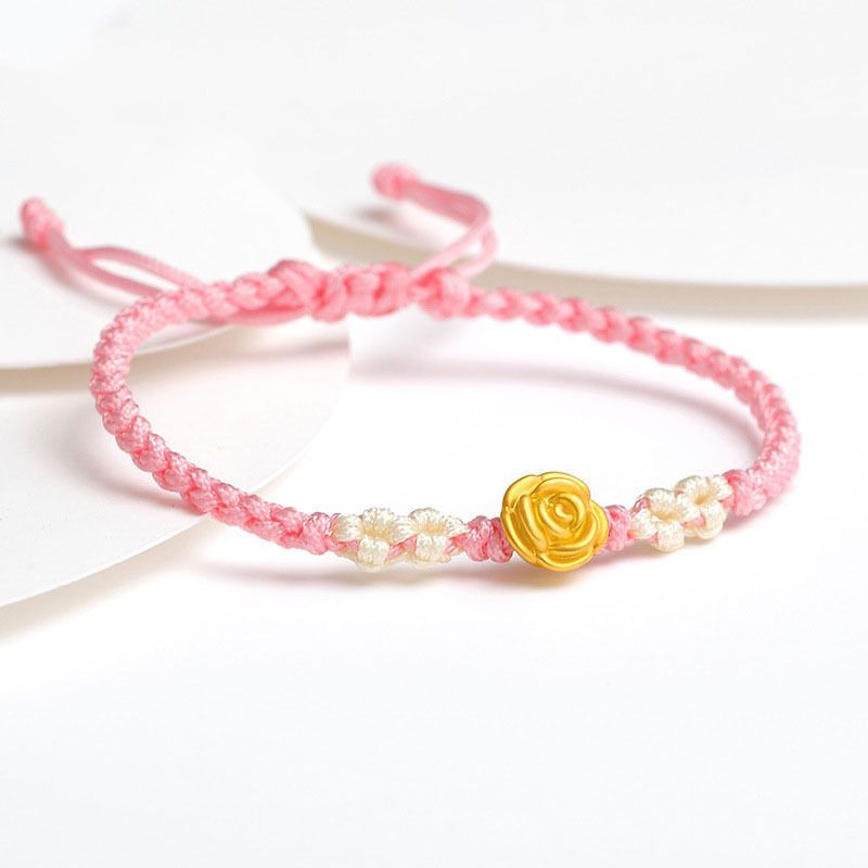 Sand gold new rose bracelet gold shop with transfer beads woven hand rope women's supply_voghion.com