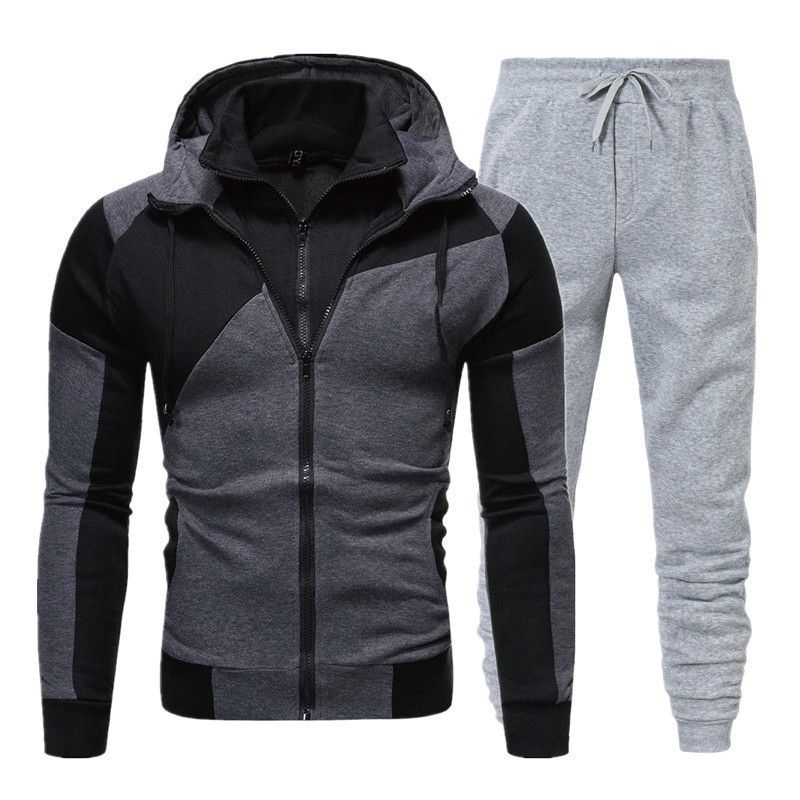 Pantaloni sportivi autunnali e invernali da uomo, casual, a maniche lunghe, due pezzi, con cappuccio, sportivi, esplosivi, da uomo_voghion.com