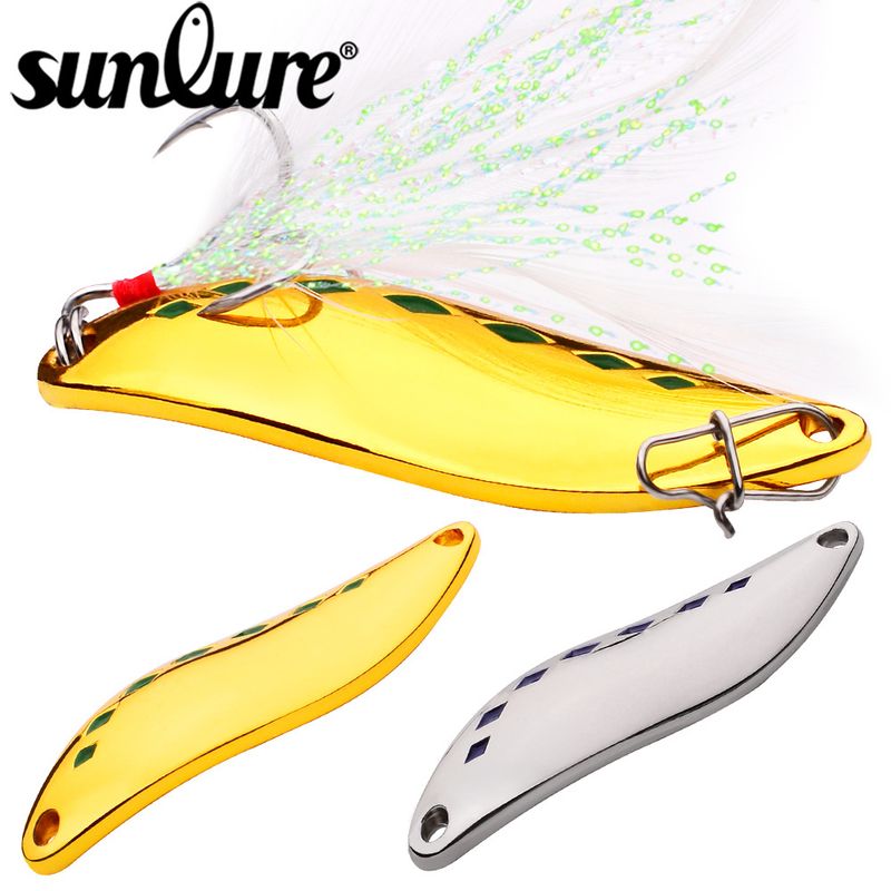 6#Esca da pesca in metallo con esche bianche a forma di striscia, con piume di paillettes sanguigne e design dell'amo con scanalatura sanguinea_voghion.com