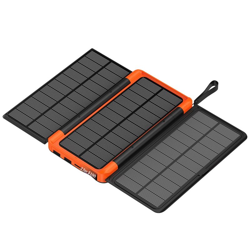 Batterie solaire portable pliable transfrontalière de grande capacité (20 000 mAh) avec charge sans fil pour une utilisation en extérieur._voghion.com