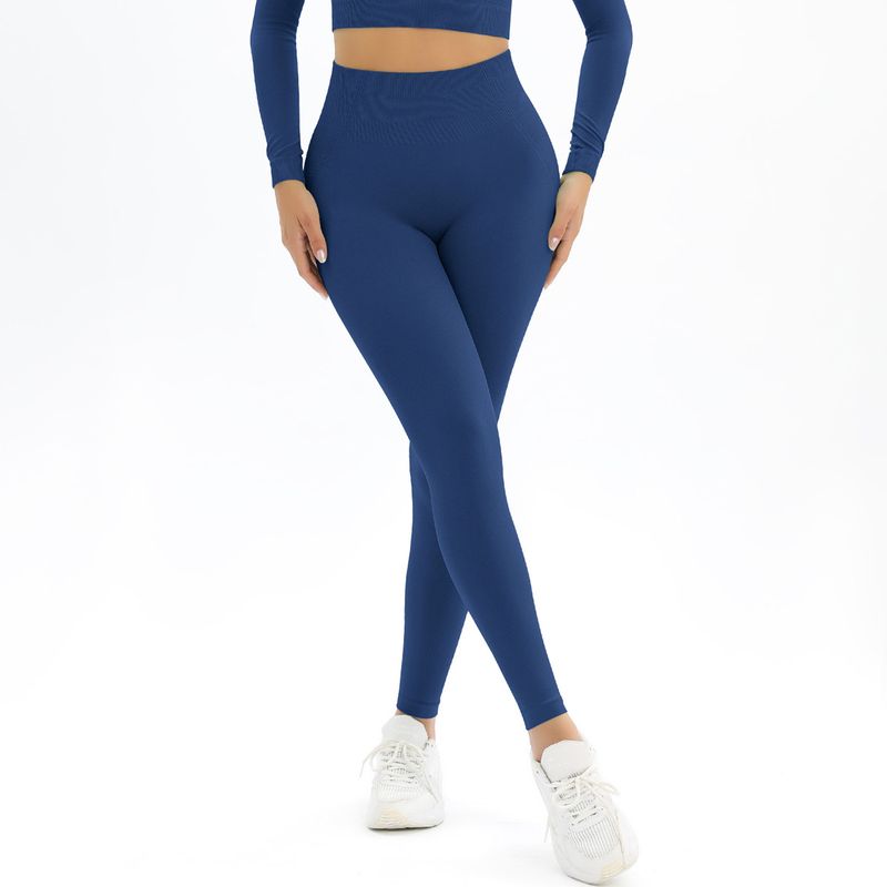 New Peach Seamless Solid Color Jacquard Yoga Waist High Elastic Tight Sports Running Fitness Pants_voghion.com