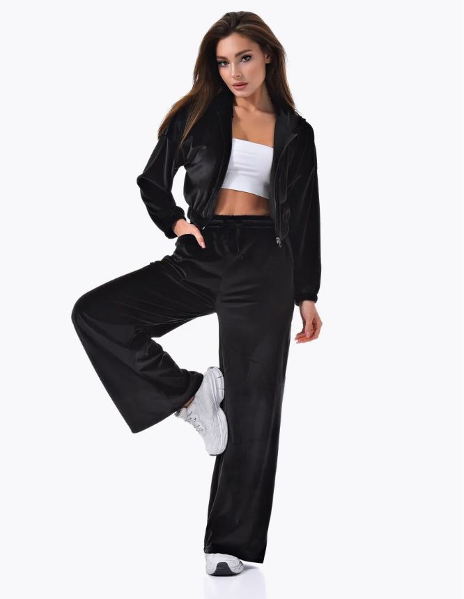 Russland 2025 Herbst Winter Lässige Sportswear Samt Zipper Top Zwei-Stück Set Für Frauen_voghion.com