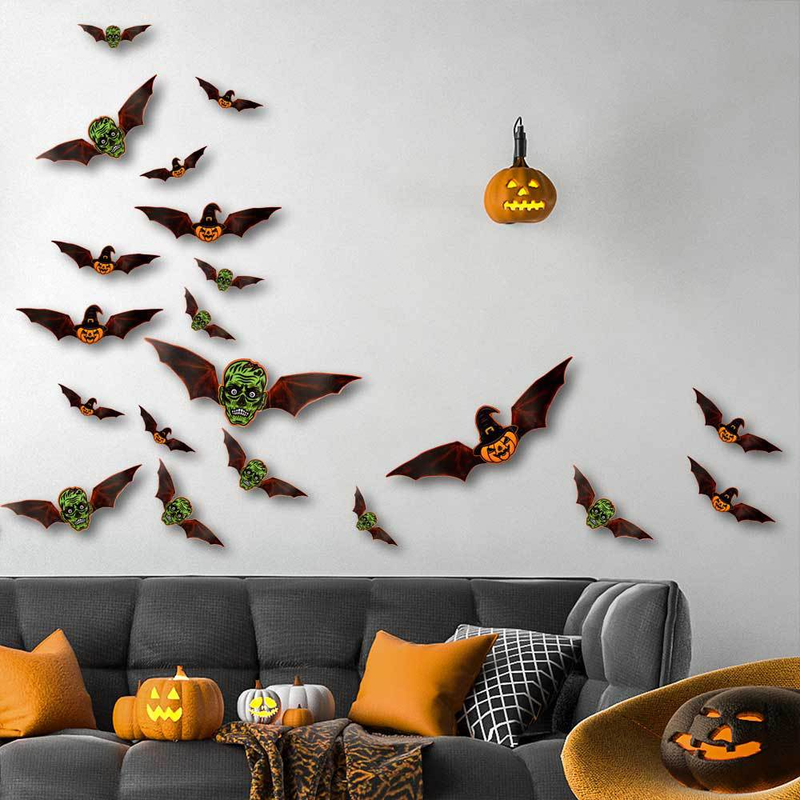 3D Helovīna PET Bat Ghost BOO sienas uzlīme Logu garāžas dekorēšanai liela sienas uzlīme_voghion.com