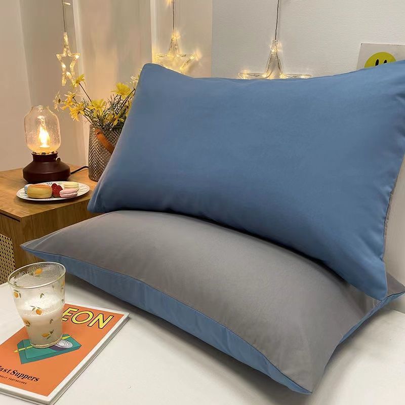 Solid Color Pillowcases Pair Washed Cotton Soft Core Thickened Pillowcase Single Dormitory Pillow Cover Minimalist Style_voghion.com