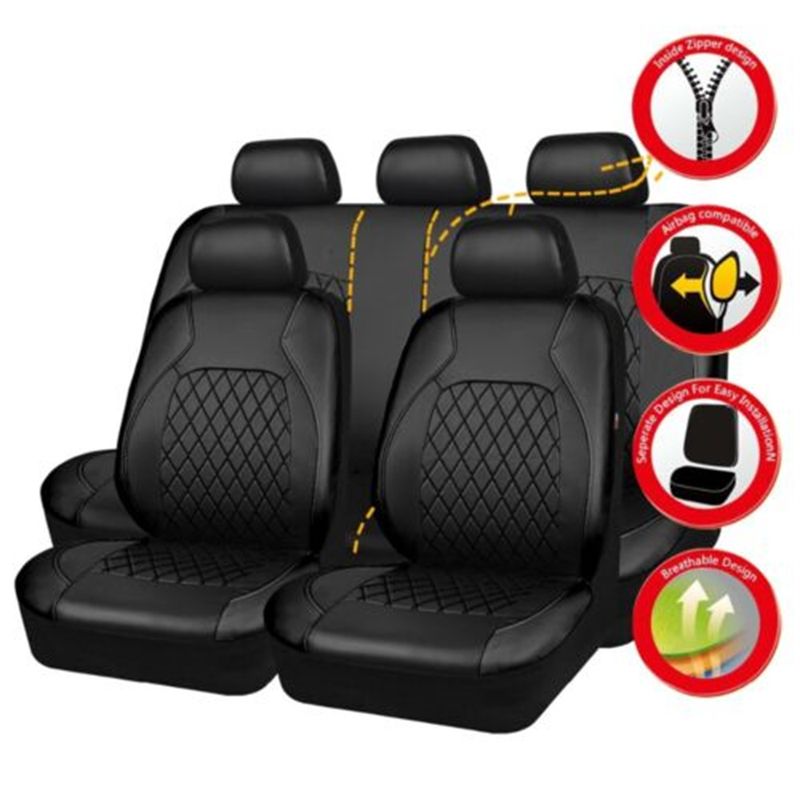 Universal Car Seat Cover Set PU Leather Vehicle Cushion Full Surrounded Protector Pad Anti-Scratch Fit Sedan Suv Pick-up_voghion.com