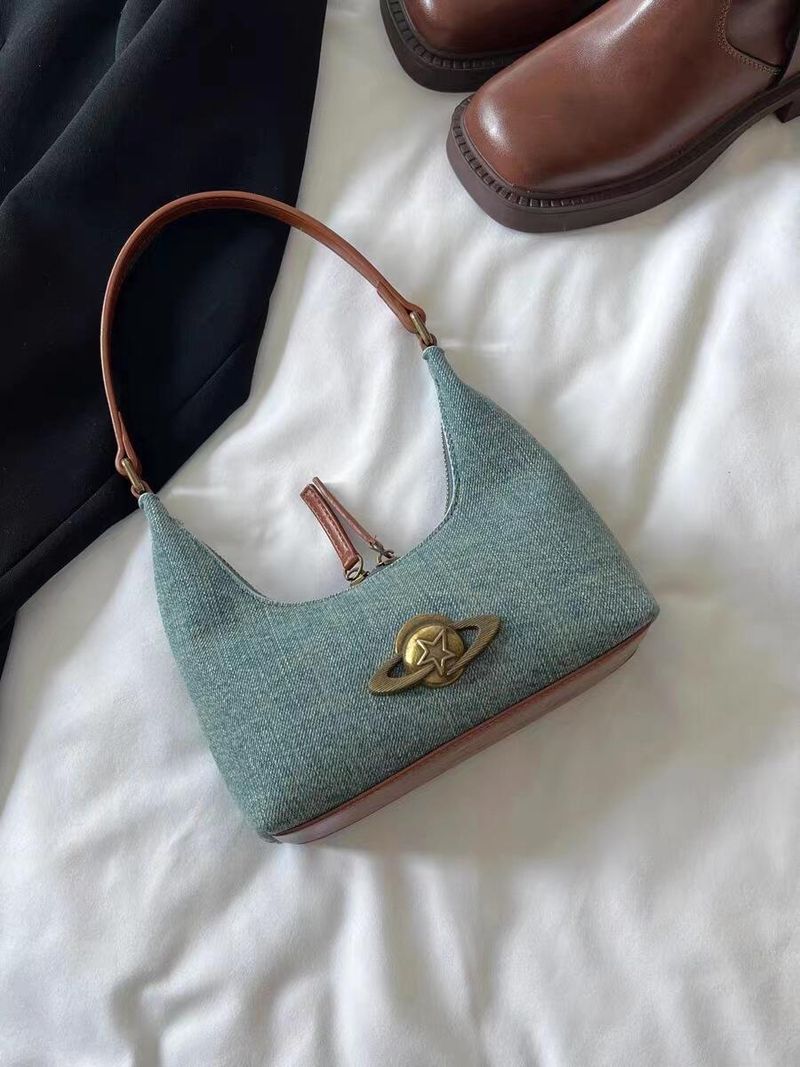 Borsa a tracolla di alta qualità Hundred, da donna, da indossare sotto le ascelle, in denim, nuova di zecca, 2025_voghion.com