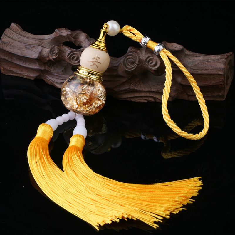 Ornamento da appendere alla bottiglia di vetro, specchietto retrovisore, base in lamina d'oro, ciondolo a forma di zucca con doppia punta, decorazione per interni auto_voghion.com