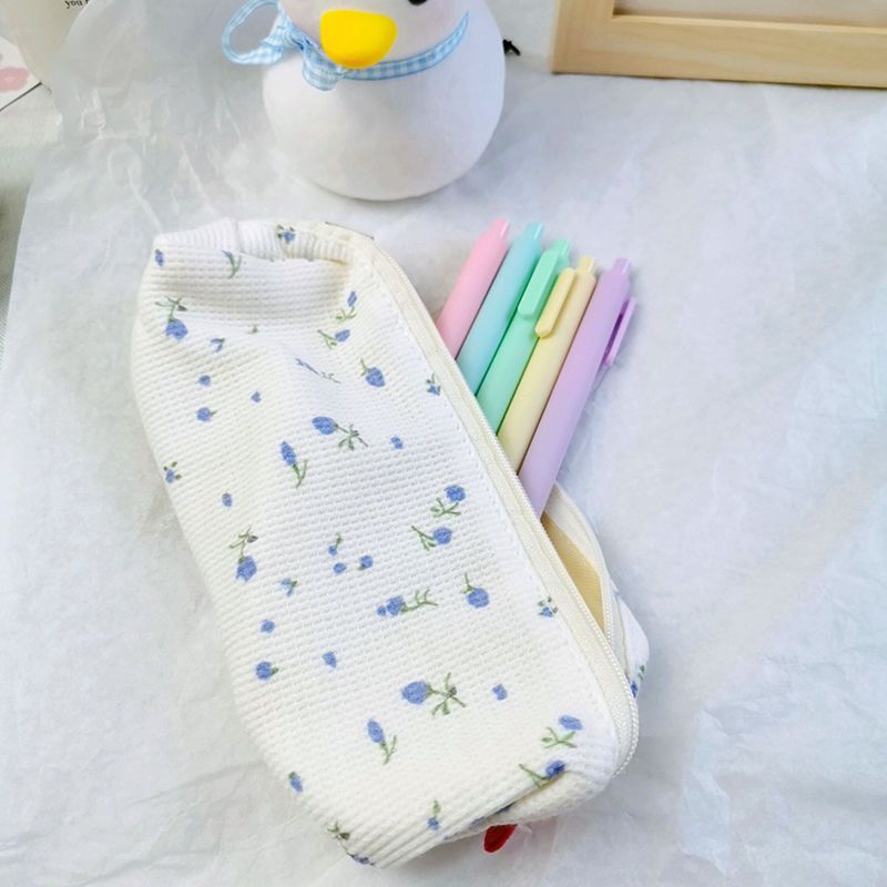 Ins – petite trousse à crayons florale Simple faite maison, Mini sac de rangement de papeterie en forme de cœur de fille fraîche_voghion.com