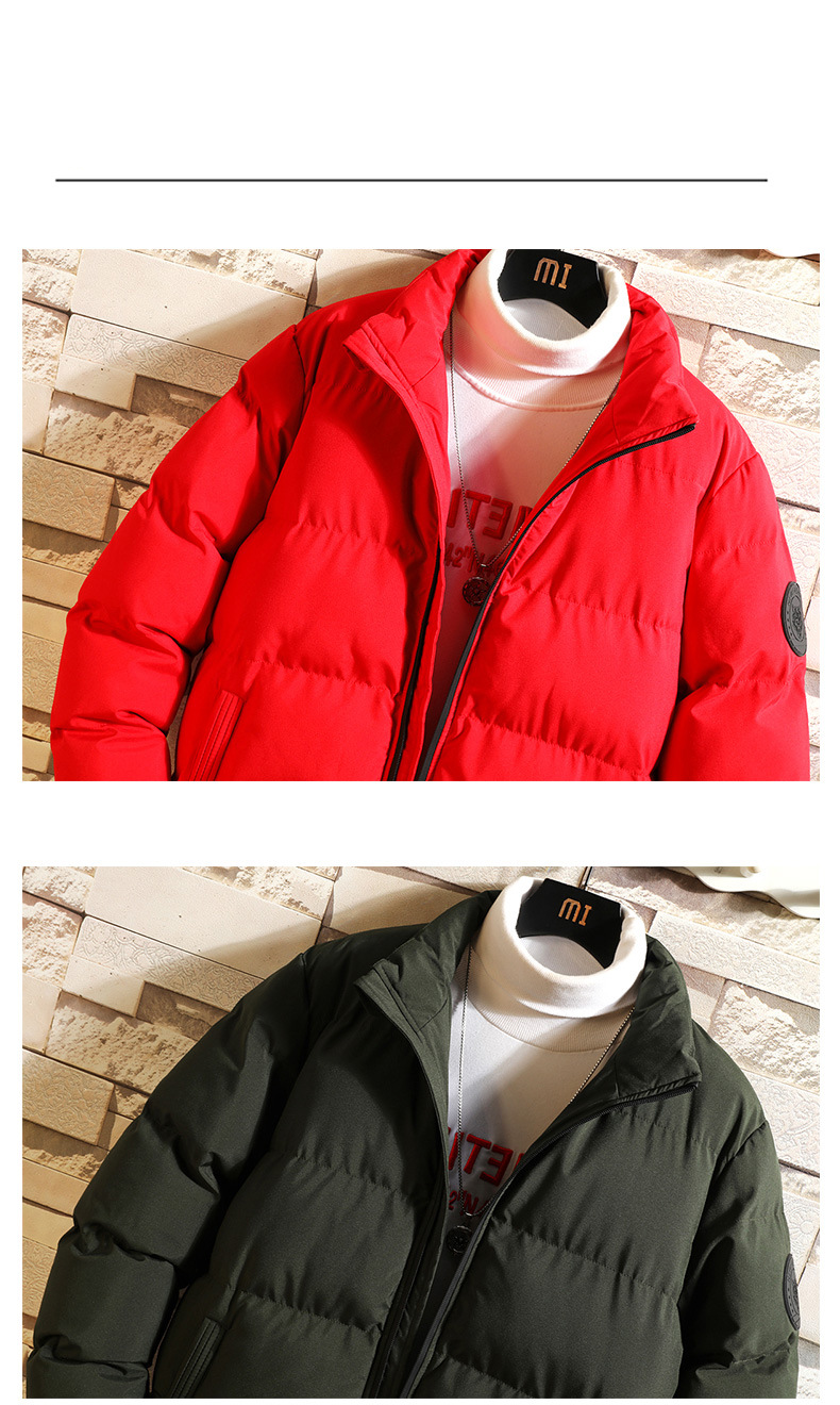 Herrenbekleidung Herrenjacke mit Baumwollpolsterung, Daunenjacke, Kurzmantel, trendige, verdickte Stehkragenjacke mit Baumwollpolsterung_voghion.com