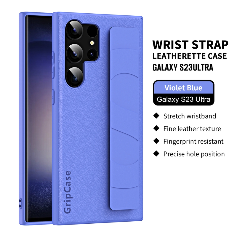 Funda de teléfono de cuero de moda de lujo para Samsung Galaxy S22 S22Plus S22Ultra S23 S23Plus S23Ultra soporte de correa de muñeca cubierta trasera a prueba de golpes_voghion.com
