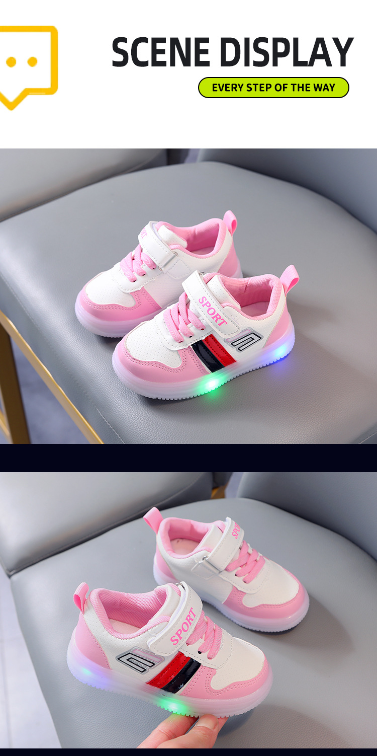 Boys' Casual Shoes Spring And Fall Velcro Soft Soled Children's Board Shoes Girls' Led Light Shoes_voghion.com