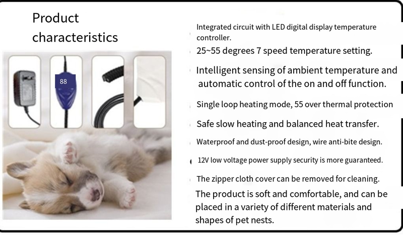 Almohadilla térmica reguladora de temperatura para mascotas, antiarañazos y mordeduras, manta eléctrica cálida para perros que puede calentar varios tamaños, pequeños y medianos_voghion.com