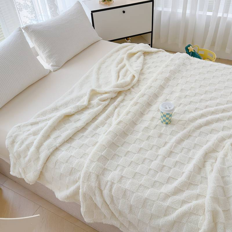 Taf Fleece Lamb Wool Blanket Ultra Soft Coral Fleece Throw For Dorm Sofa Nap Single-Size Cozy Blanket For Students Home Use_voghion.com